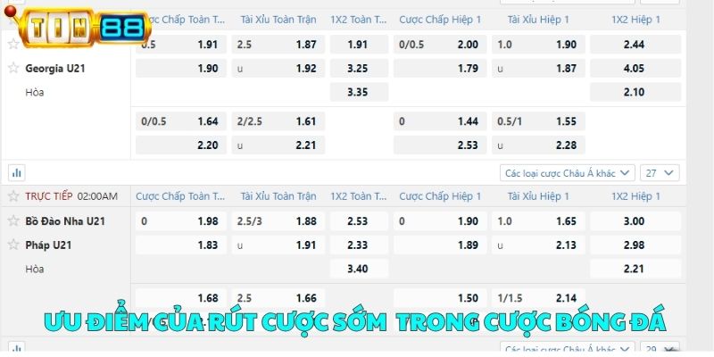 Ưu điểm của cash out trong cược bóng đá 
